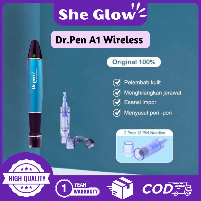 New She Glow (GARANSI 1 TAHUN) Dr.Pen DERMAPEN A1-W (Newest) MTS Alat BB Glow Pulihkan Wajah Dark Sp