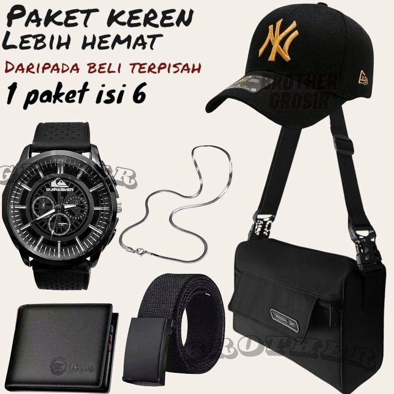 [𝗡𝗼𝘂𝗿𝗮] (Promo Paket Istimewa Pria Keren Combo Star Pria Terbaru ) 6 In 1/Jam Tangan Pria Keren Beli