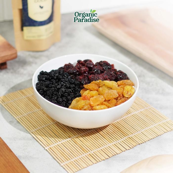 

Mix Dried Fruit Blue Gold 100 gram / Buah Kering Mix Campur Varian Blue Gold 100 gram Organic Paradise - BLUE GOLD