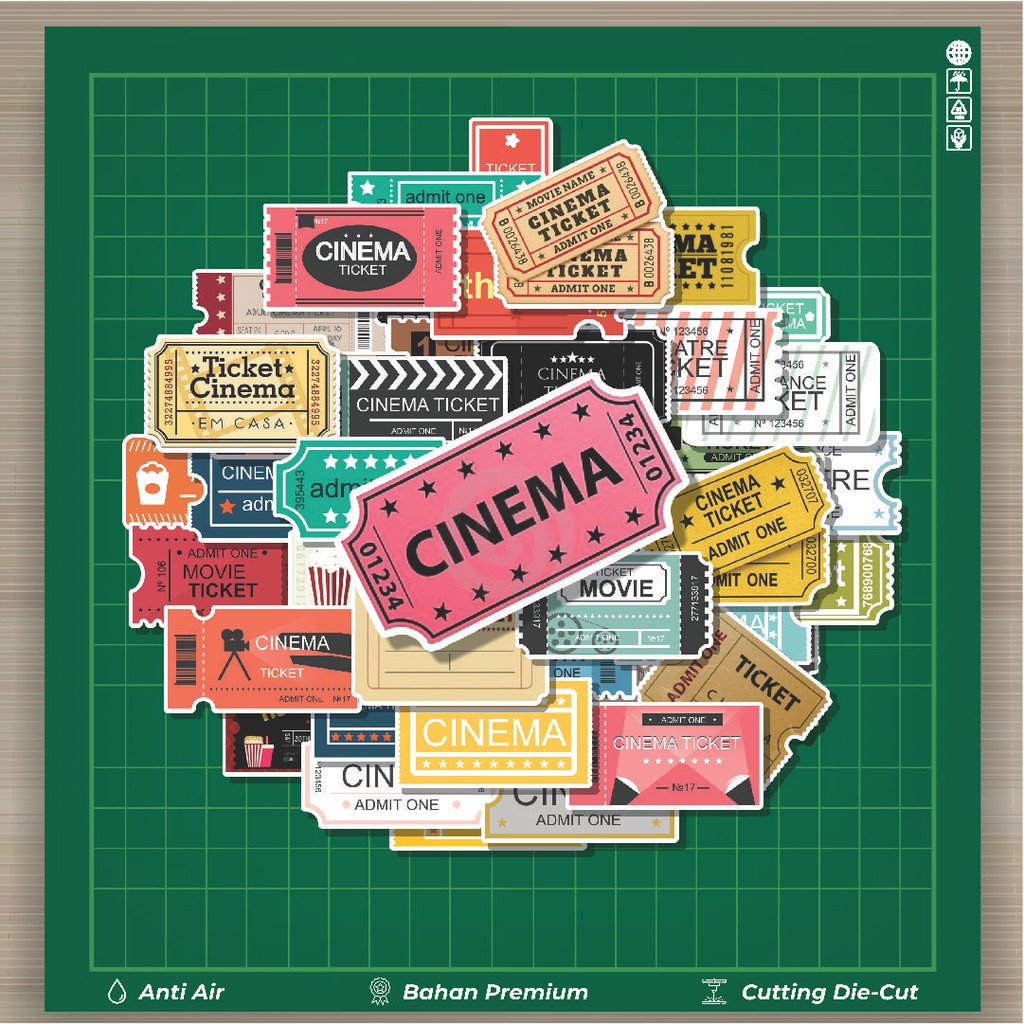 

HOT 50 PCS STIKER Stiker Bioskop Tiket Stiker Fashion Cars Decal Dingin Kartu Album Custom Vinyl Anti Air- Sticker Aesthetic Buku Journal Koper Casing HP Tablet Laptop Helm Motor Botol Minum