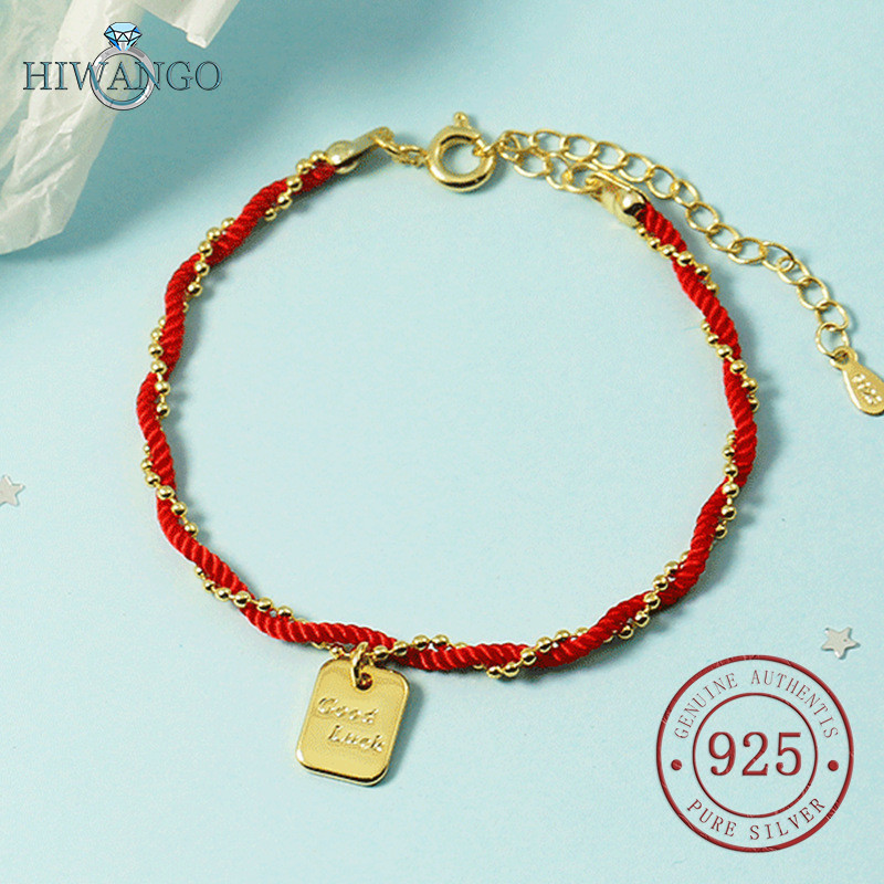 HIWANGO Gelang Tali Merah Emas 18K Wanita Fashion Keberuntungan