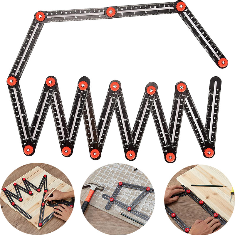 12/9/6 Fold Angle Ruler Aluminum Alloy Folng Ruler For Tile Positioning Opening Manual Multi-Functio