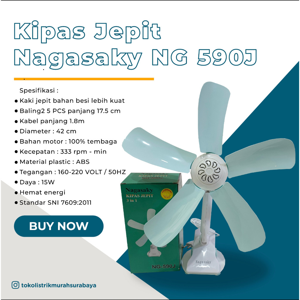 KIPAS ANGIN JEPIT MEJA DINDING NAGASAKY ANEKA WATT