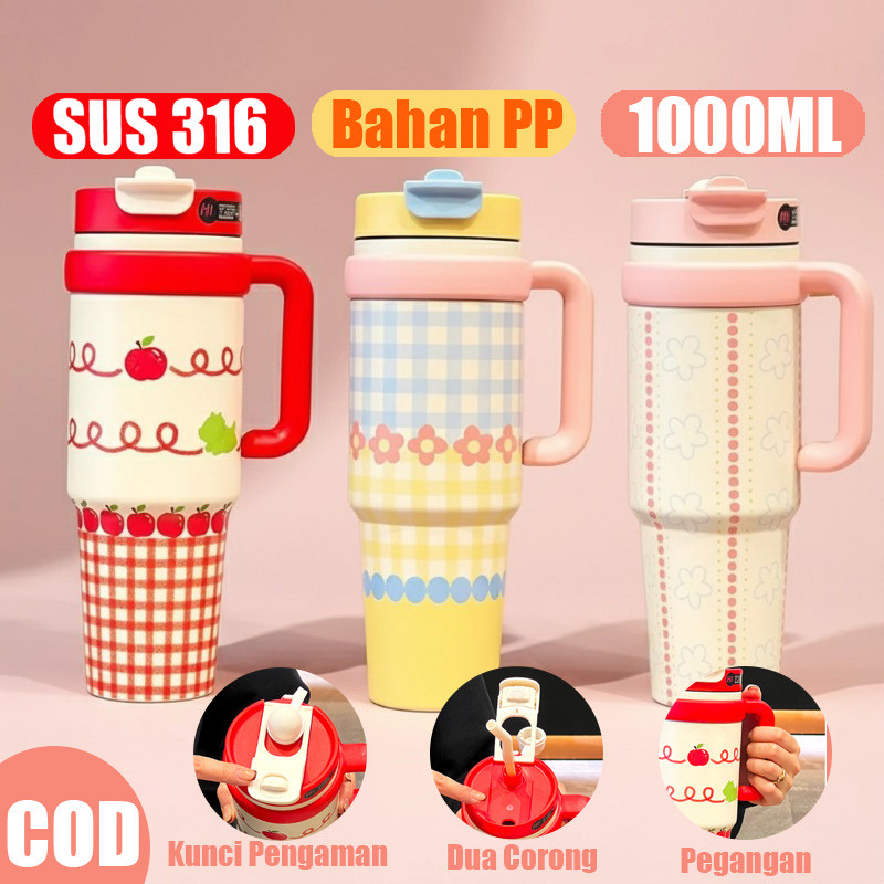 [COD] Gelas Es Stainless Steel SUS316 / Termos Kapasitas Besar 1000ml / Tahan Panas dan Dingin