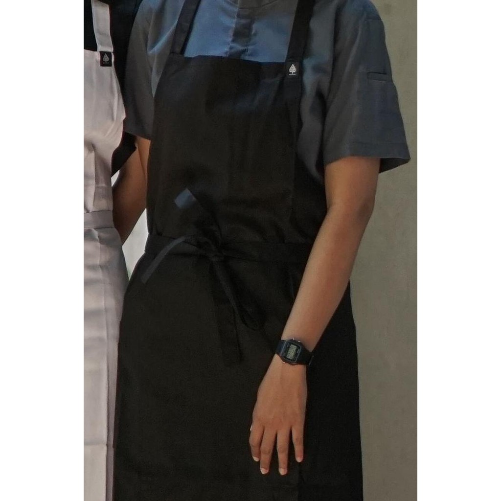 Light-Drill Full Apron / Chef Apron / Kitchen Apron Aksara / Celemek - Black Promo 