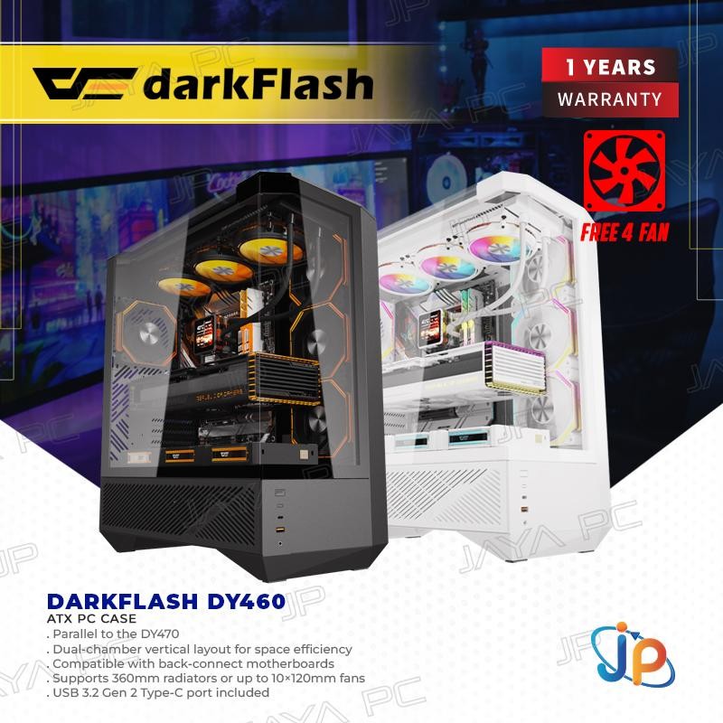 darkFlash DY460 ATX PC CPU Case - Tempered Glass Casing