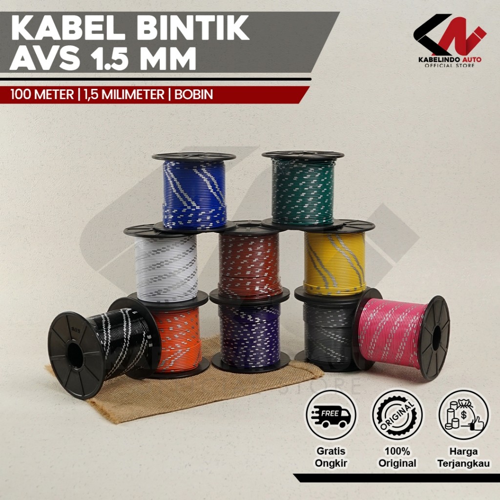 Mobil Part store Kabel Bintik AVS 1.5MM x 100M Kabel Otomotif Body Mobil Motor Serabut Tembaga (Bobi