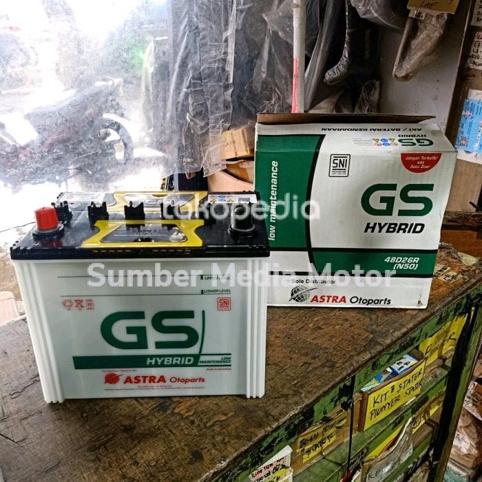 Aki Accu Basah Mobil GS Hybrid Astra N50 48D26R 12V-50AH Original BEST