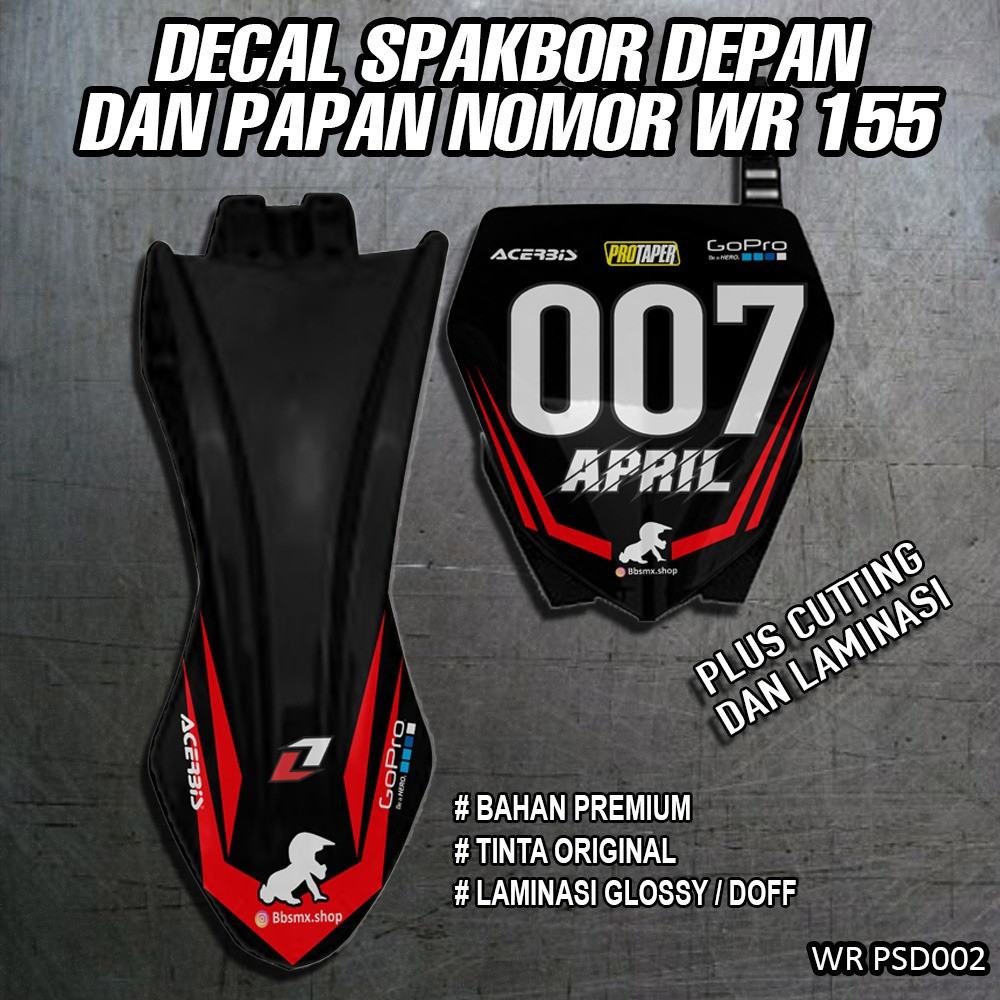 DECAL SEPAKBOR DEPAN DAN PAPAN NOMOR RMZ 450