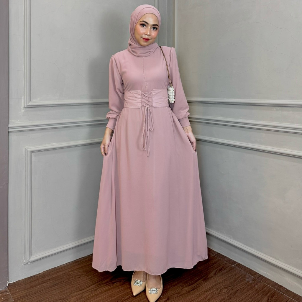 MACIAS_ Lively Long Dress Kondangan Gamis Pesta Seragam Bridesmaid Gaun Prewedding Baju Muslim Polos