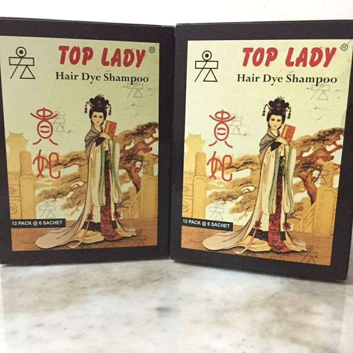 Top Lady Hair Dye Shampoo / Semir Rambut Cat Rambut isi 6 Sachet - Hitam