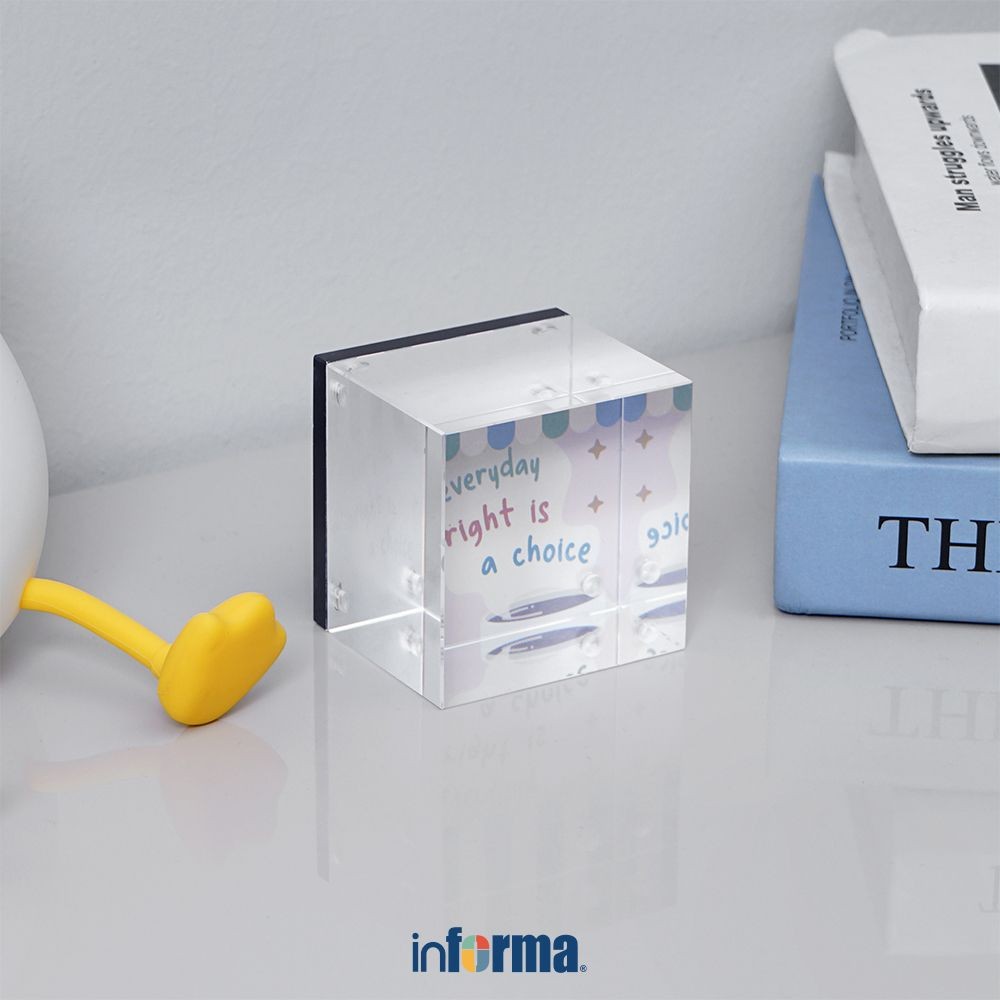 Informa 5X5 cm Bingkai Foto Akrilik Cube - Biru Photo Frame Frame Gambar Pigura Bingkai Gambar Pictu