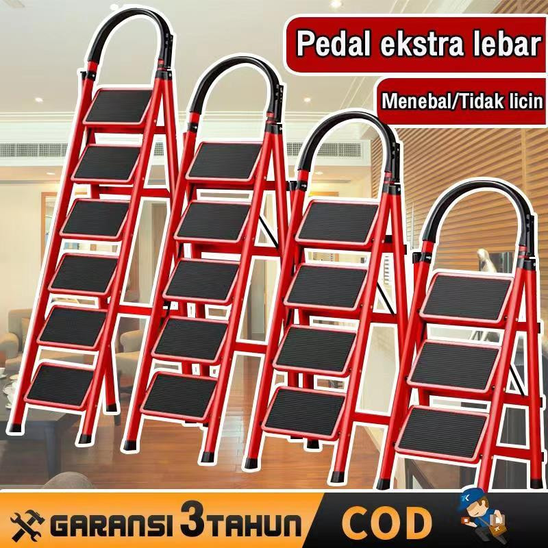 GERUSANBUPLAS Tangga berlapis bubuk premium Kaki karet elastis Tangga lipat aluminium tangga lipat a