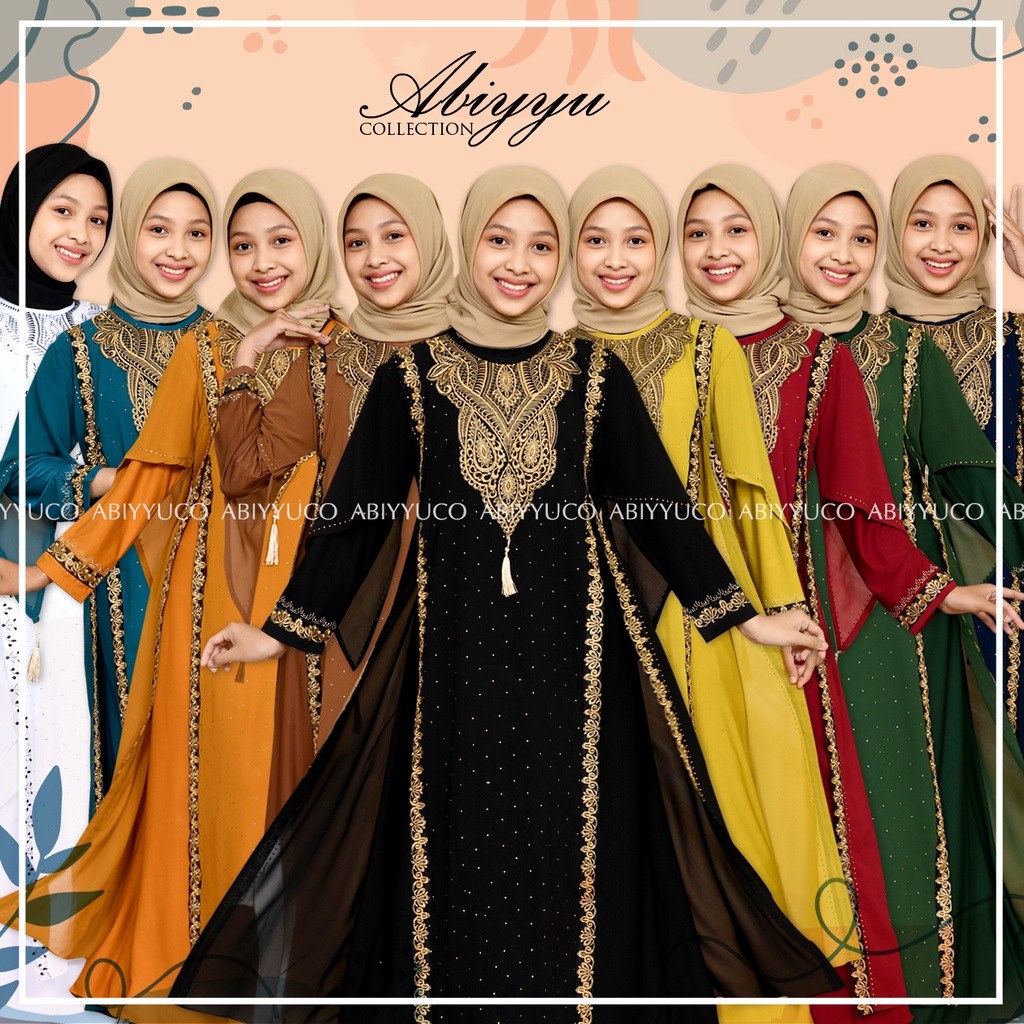 PAPESZ Abiyyuco TA9019Anak | Abaya Turkey Anak Turki Remaja Tanggung Terbaru Turkiy Hitam Putih dan 