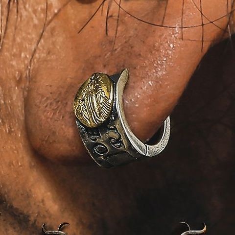 Anting-anting debu retro, ikat telinga kecil pria, 925 perak, kepribadian netral.