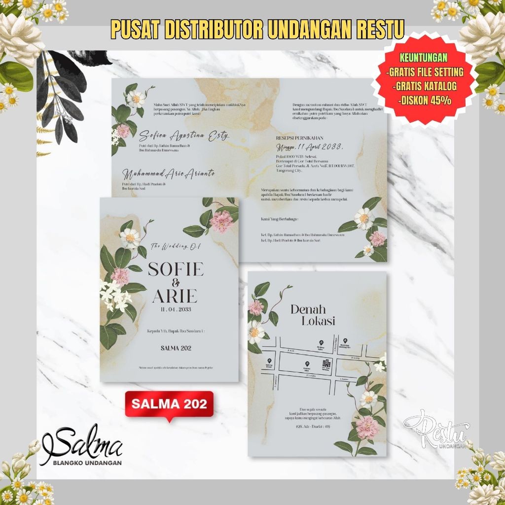 Blangko Undangan Salma 202 | Blangko Undangan Murah | Blangko Undangan| Blangko|