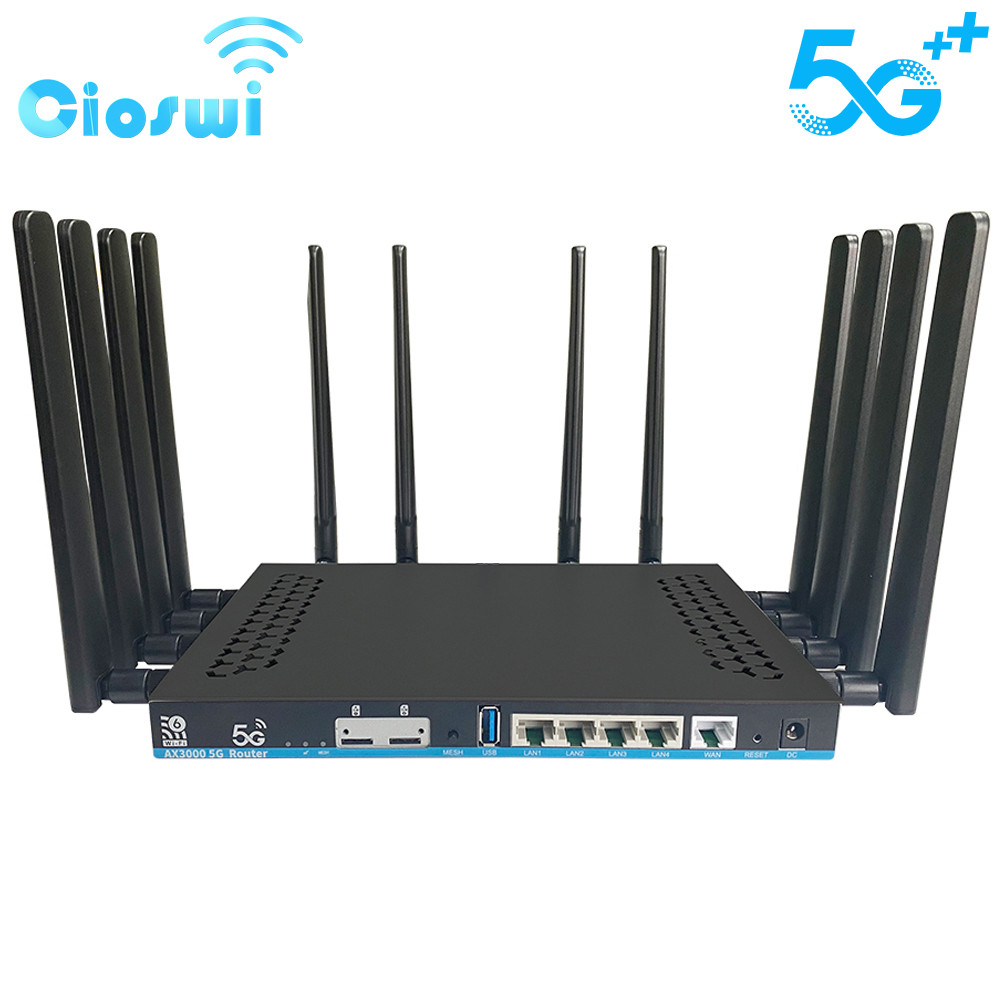 Wifi-6 5G Router Dual SIM Card Mesh 3000Mbps Openwrt DDR4 1GB 4 Gigabit LAN USB3.0 MU-MIMO 12 Antenn