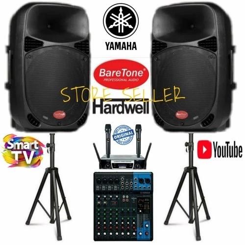Paket Sound Proffesional Mixer Yamaha Speaker 15 inch Aktif Outdoor in - -, -
