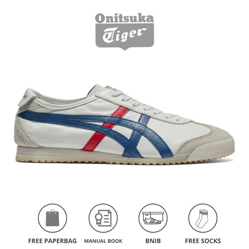 Sepatu Onitsuka Wanita Mexico 66 Nippon Made - White / Blue Original Brand New in Box Japan