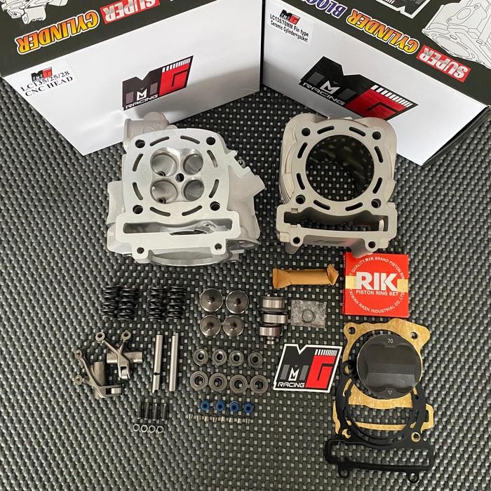 Ready Paket boreup mx king head fin 25/28 blok mx king 70 ceramic piston fjn anodize forged mg racin