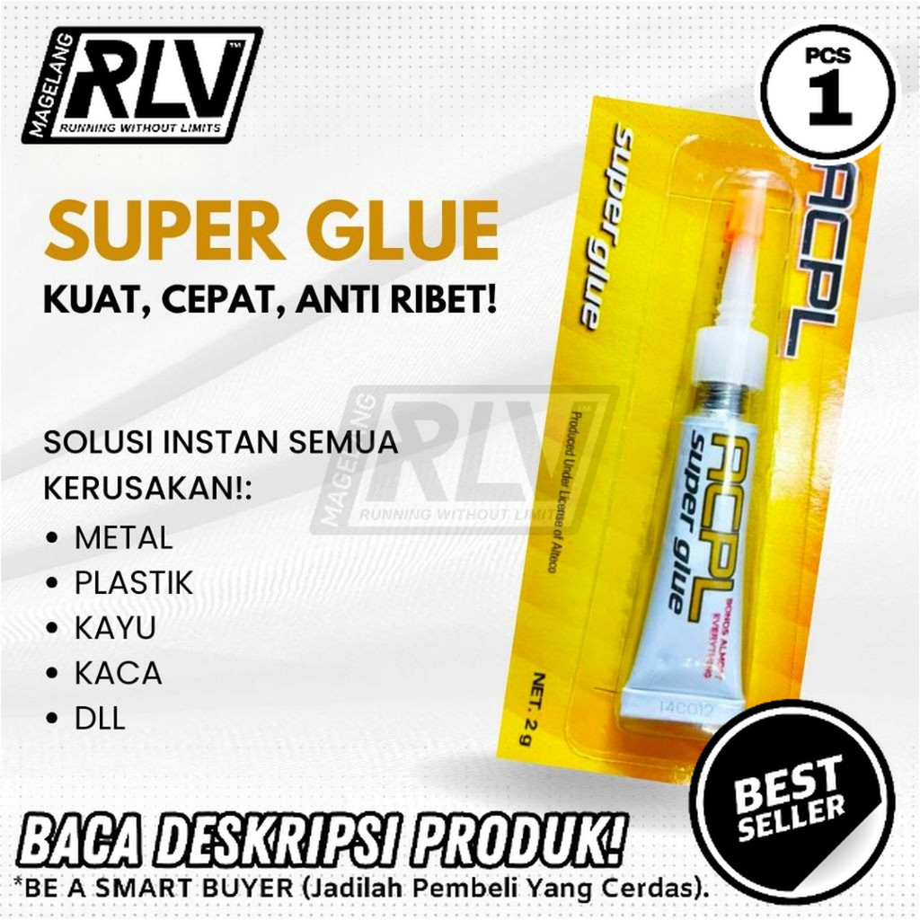 Lem Super Glue Serbaguna - Lem Kaca Plastik Kayu Sepatu Super Kuat - Lem Bening Merekat 5 Menit