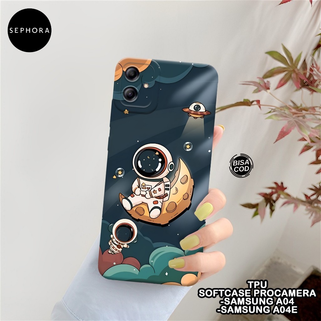 SEPHORA Case Samsung A04 / A04E - Fashion Case Astronot - Softcase Samsung A04 / A04E - Case Pro Cam