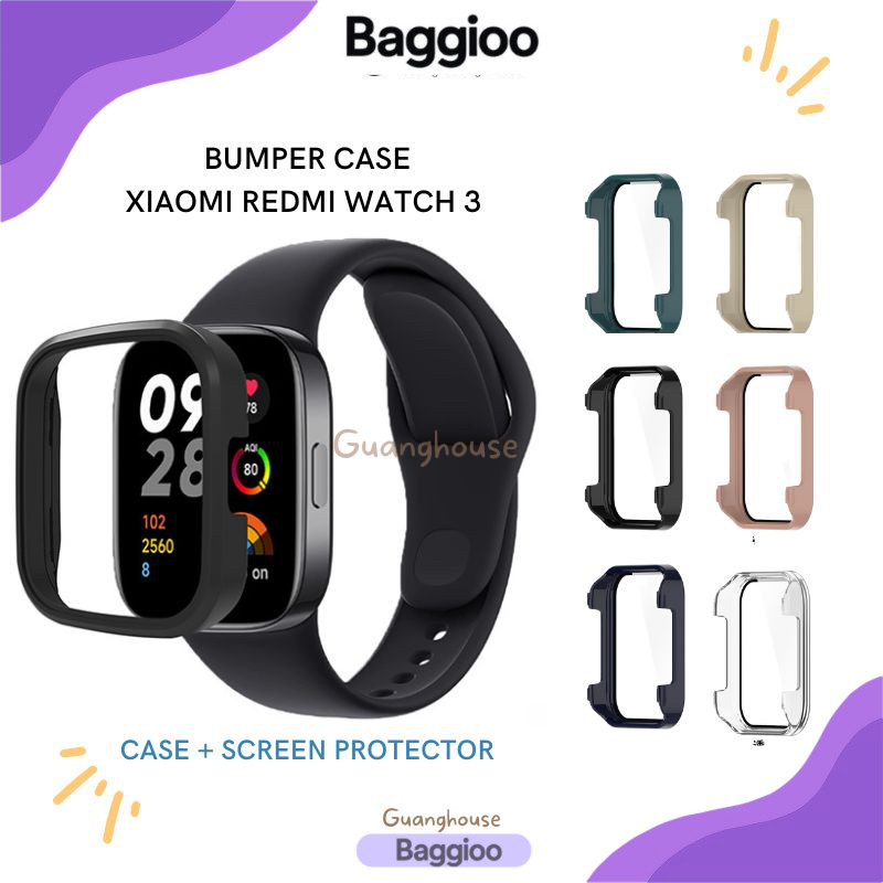 Baggioo Case Redmi Watch 3 Bumper Case Xiaomi Redmi Watch 3 Screen Protector Guard PC for Redmi Watc