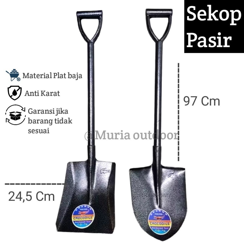 Sekop Pasir Gagang Pipa Besi Skop Proyek Skop Tanah Cap buaya