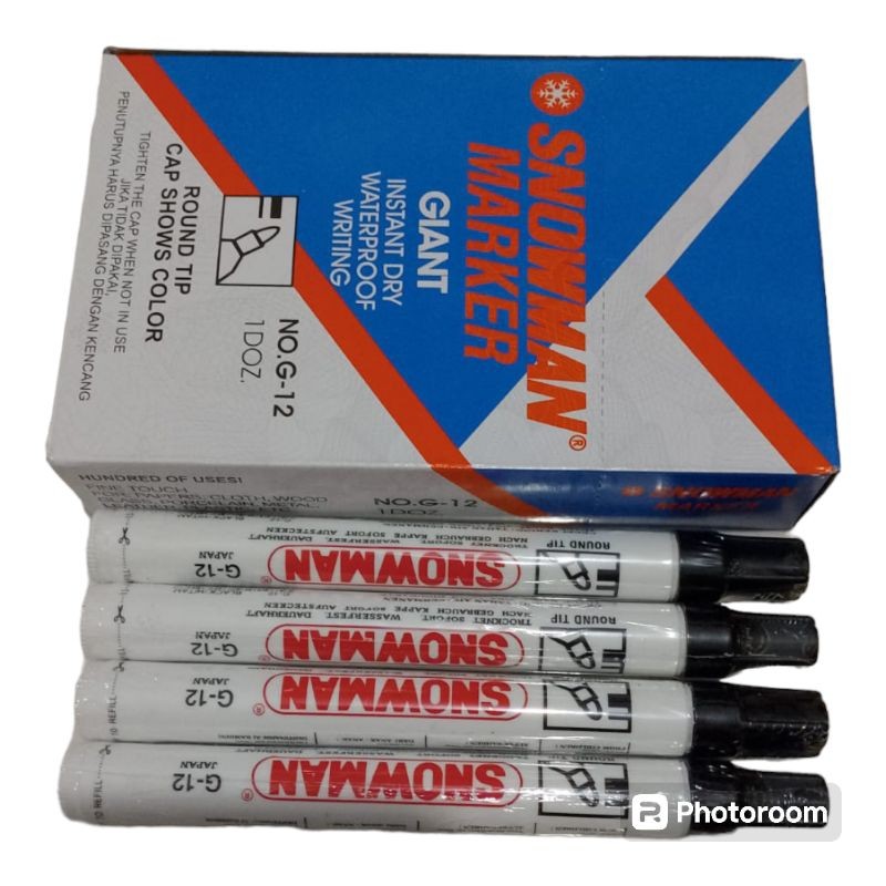 SNOWMAN MARKER G12 spidol snowman spidol permanen 1pak isi 12pcs