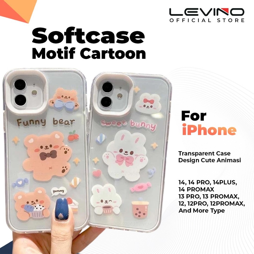 2in1 Softcase Case Iphone Motif Lucu Bear & Bunny For iPhone X XR XSMAX 11 11PROMAX 12 12PROMAX 13 1