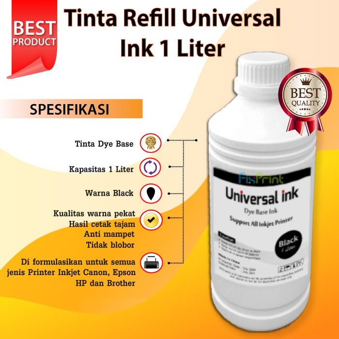 Tinta Universal CYAN 1Liter. Printer Canon, HP, Epson Universal - CYAN - Hitam