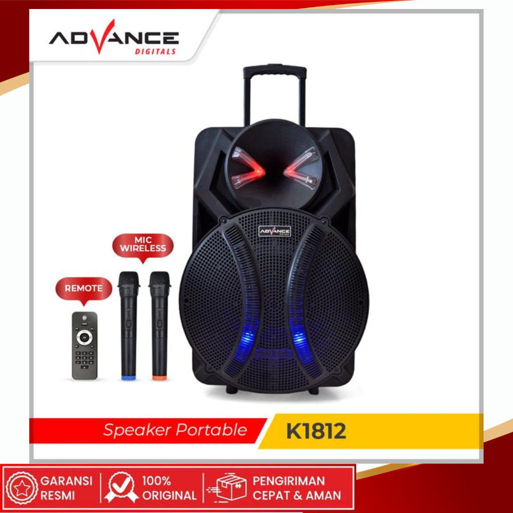 ADVANCE K1812 Speaker Bluetooth 18 Inch Free 2 Mic Wireless