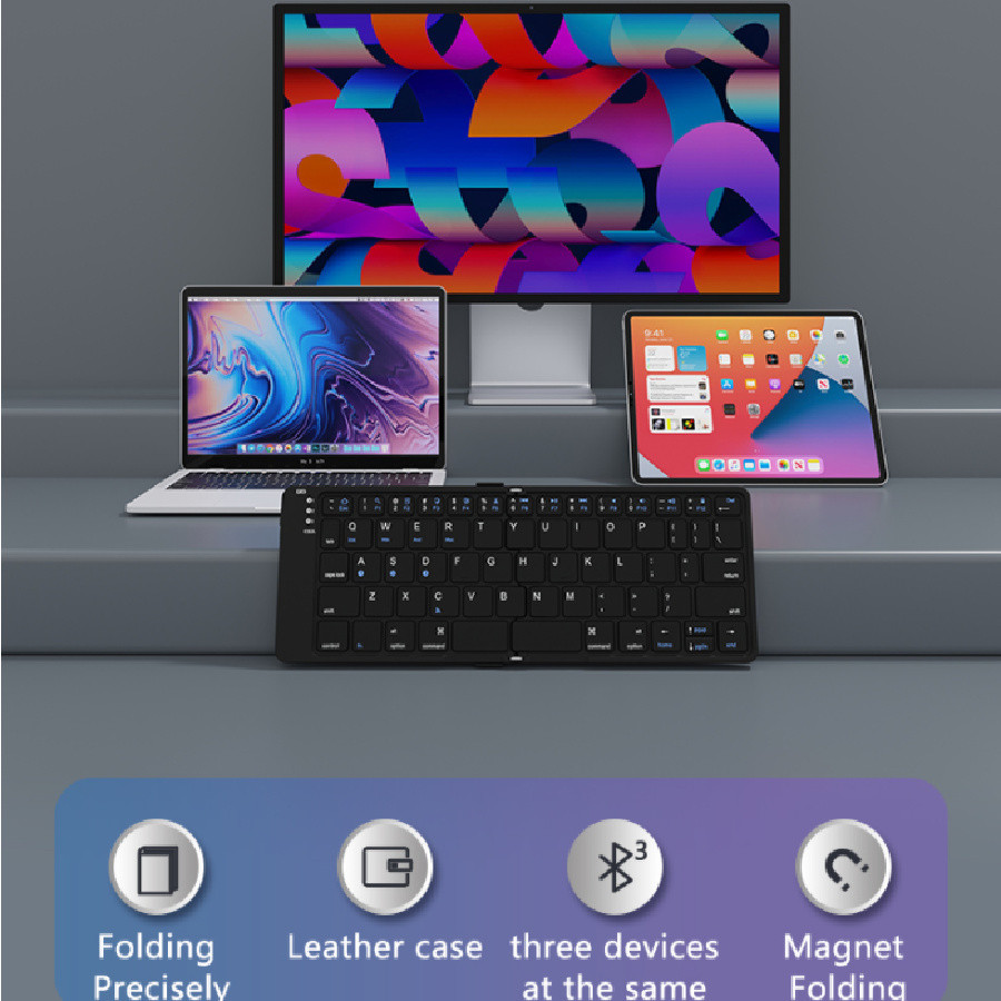 BOW Foldable Bluetooth Keyboard Reargeable Wireless Keyboard  Fog 2.4G Keyboard for iPhone ipad Lapt