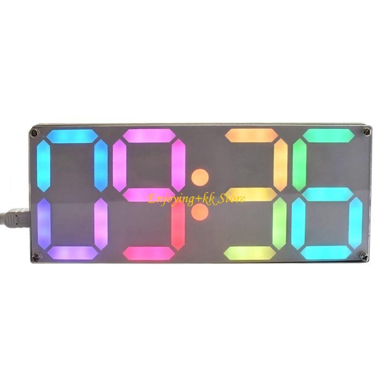 Q1JB Large Rainbow Color Digital Tube DS3231 Clock DIY With Customizable Colors