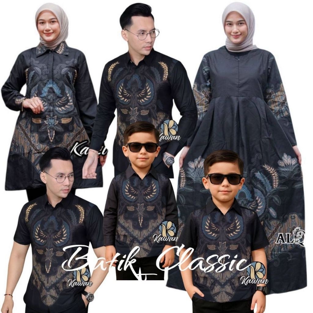KENCANA HITAM || BATIK KEMEJA AYAH DAN ANAK LAKI 2-11 Tahun || COUPLE BAJU KEMEJA BATIK AYAH DAN ANA