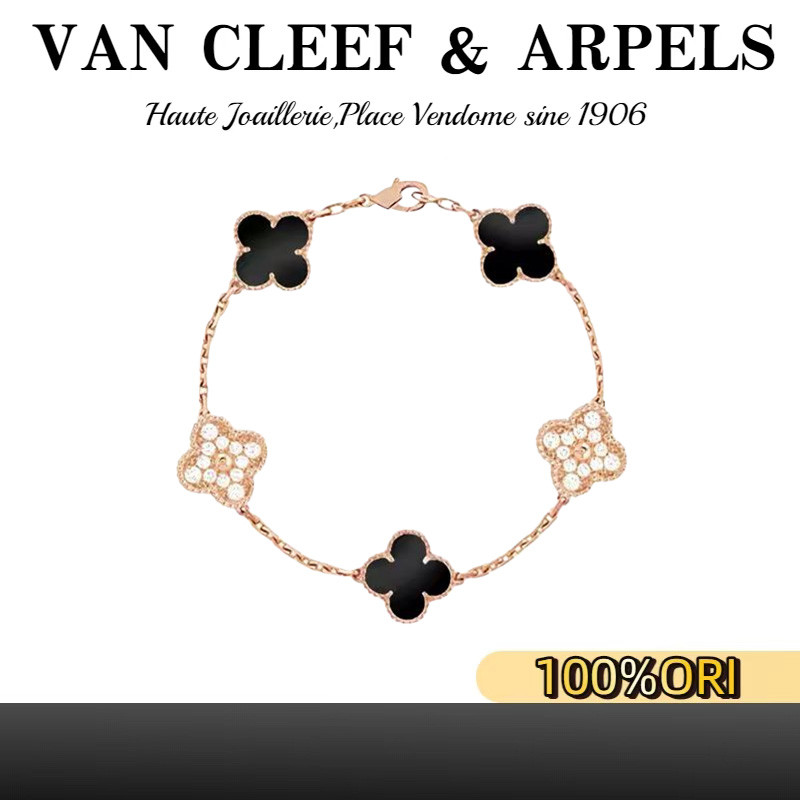 [100% Original]Gelang Wanita,Gelang Emas,Van Cleef & Arpels Alhambra Vintage 18K Rose Gold Bracelet 