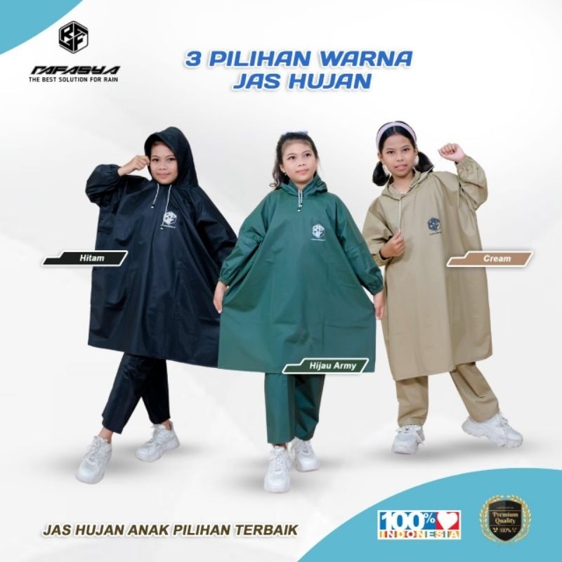 Jas Hujan Ponco Kelelawar Anak Rafasya Waterproof Usia 7-12 tahun
