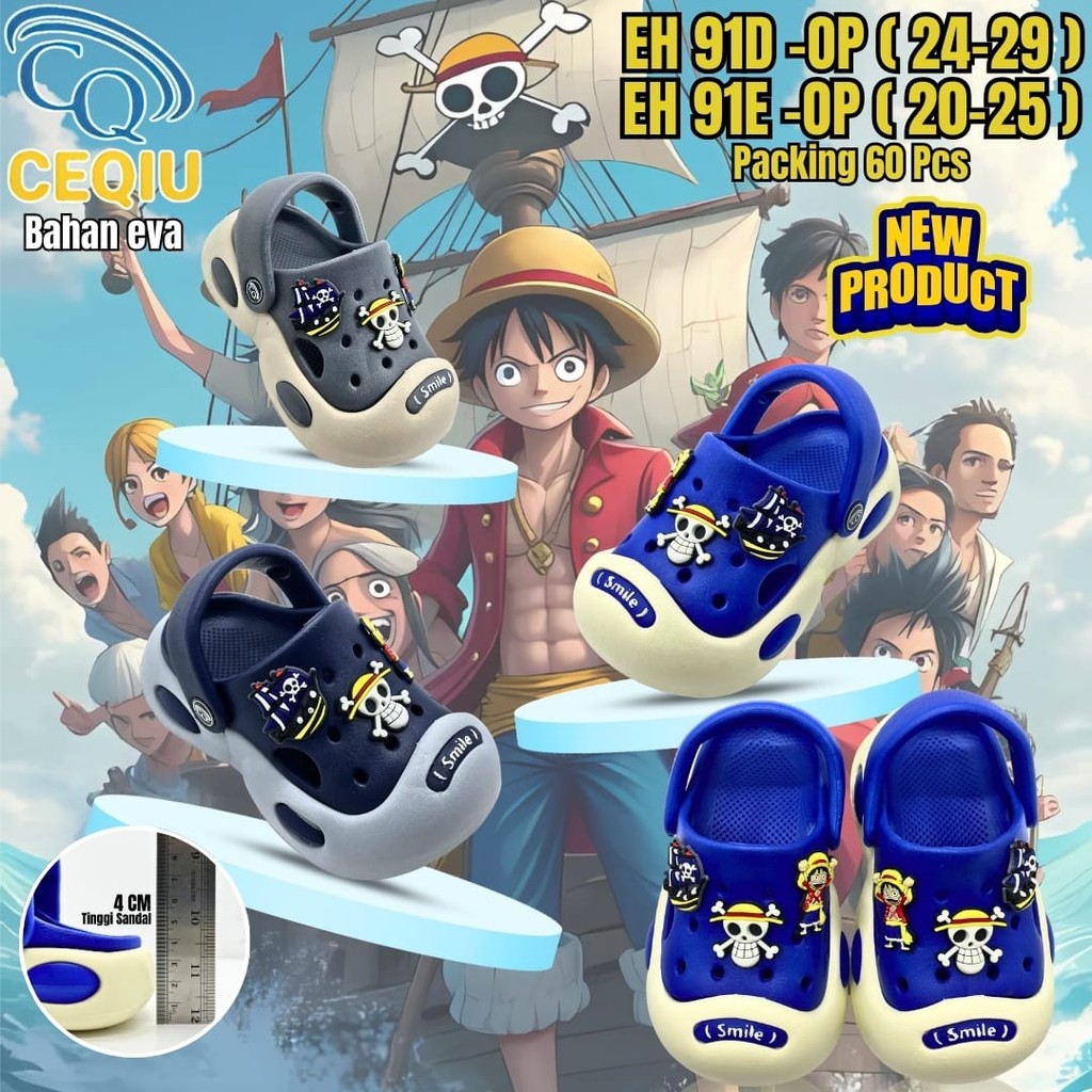 Sandal Baim Anak Cowok Sandal Slop Tertutup ONE PIECE Keren Sandal Anak Laki Laki CEQIU EH 91 DE One