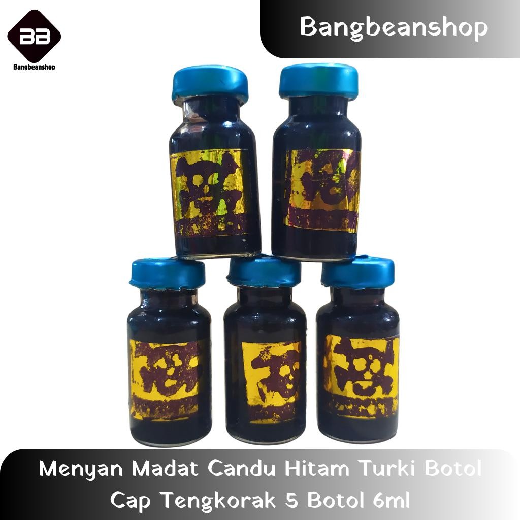 Menyan Madat Candu Hitam Turki Botol Cap Tengkorak (5 Botol) 6ml