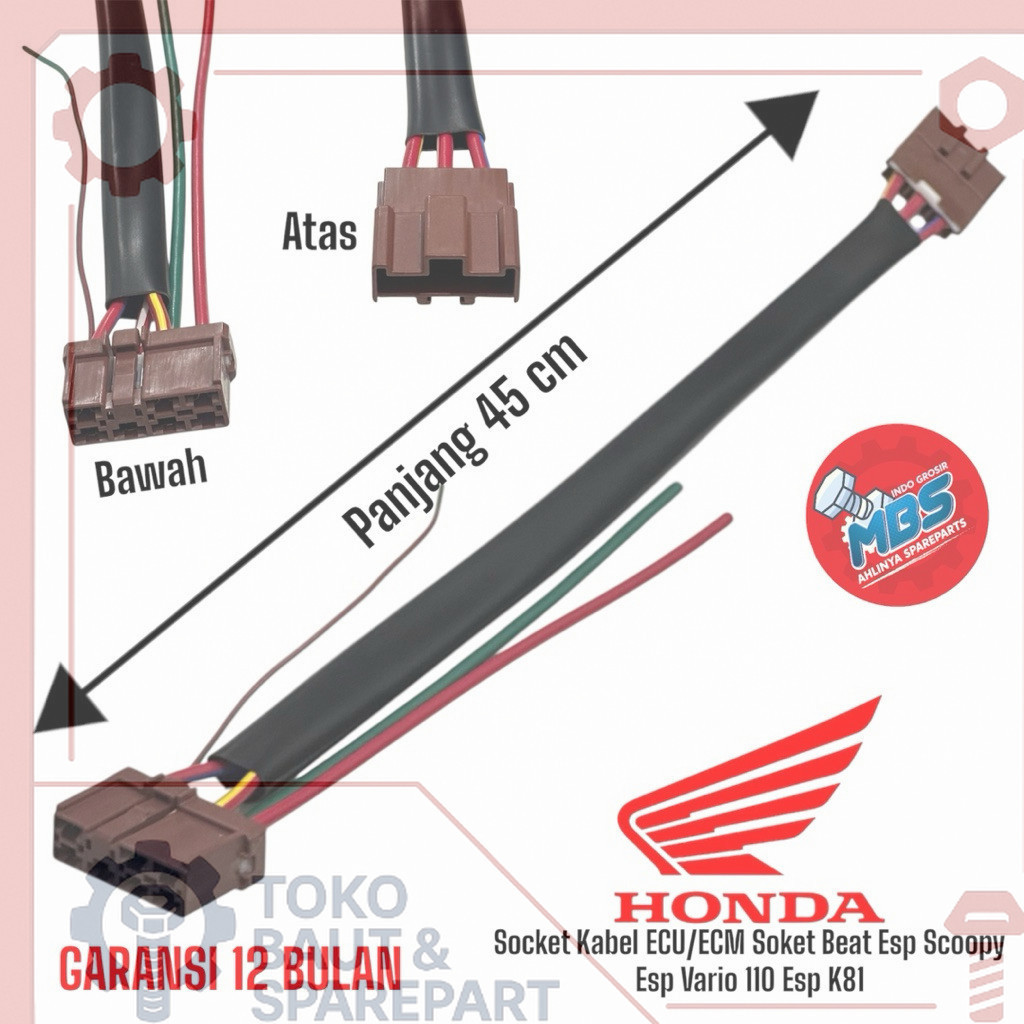 ORIGINAL Socket konektor Kabel ECU/ECM Soket Vario 125 150 Beat Esp Scoopy Esp Vario 110 Esp K81