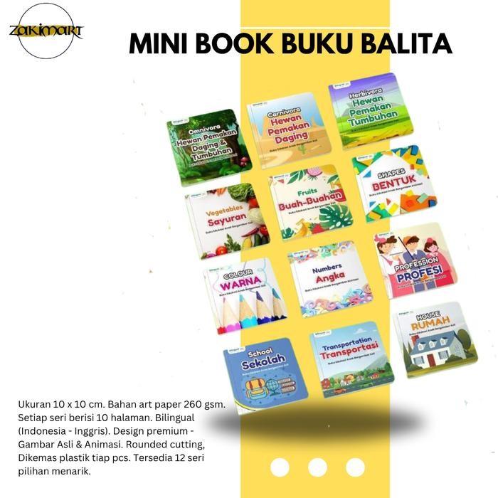Paket Pop Kids 12 PCS Buku Edukasi Anak Mini Book Pengenalan Pengetahuan Bilingual Anak Ukuran 10x10