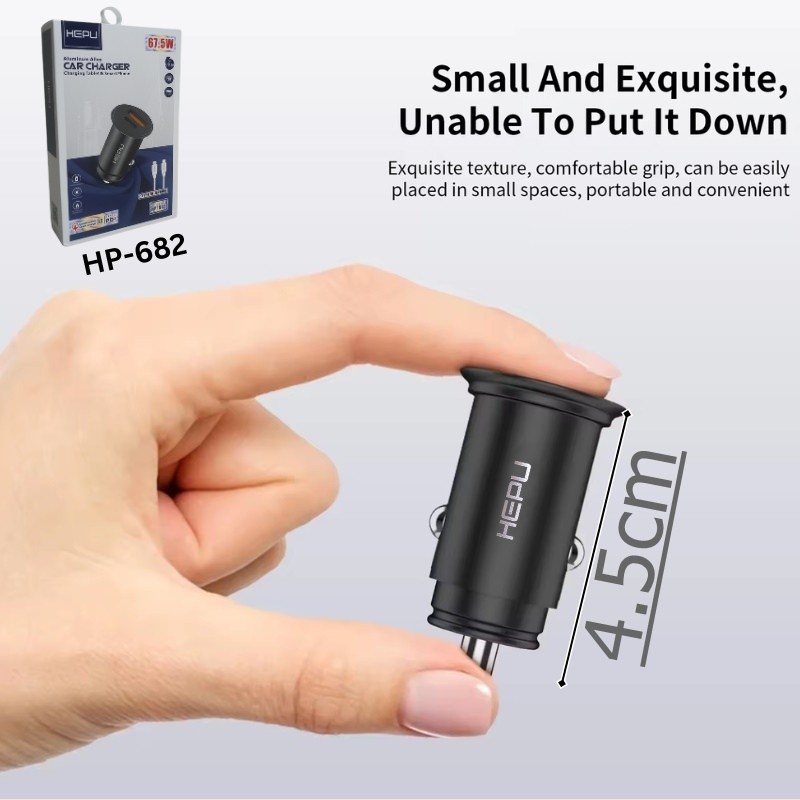 Charger Mobil FAST Charger Car  iPhone Samsung USB + Type C PD QC3.0 HEPU HP-682