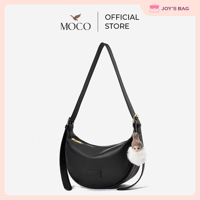 LOISSHOP 【Nina Hobo Bag】MOCO Fashion Tas Selempang Wanita Crybaby Bag Charm Bulu Half Moon Sling Bag