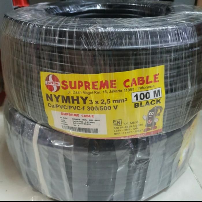 Kabel Supreme NYM HY HITAM serabut 3 x 2,5 mm harga METERAN kabel listrik instalasi