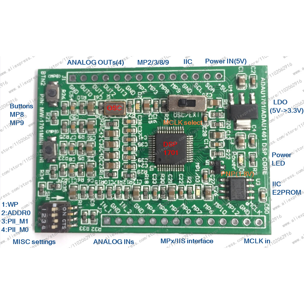ADAU1701 / ADAU1401 DSP mini Core board