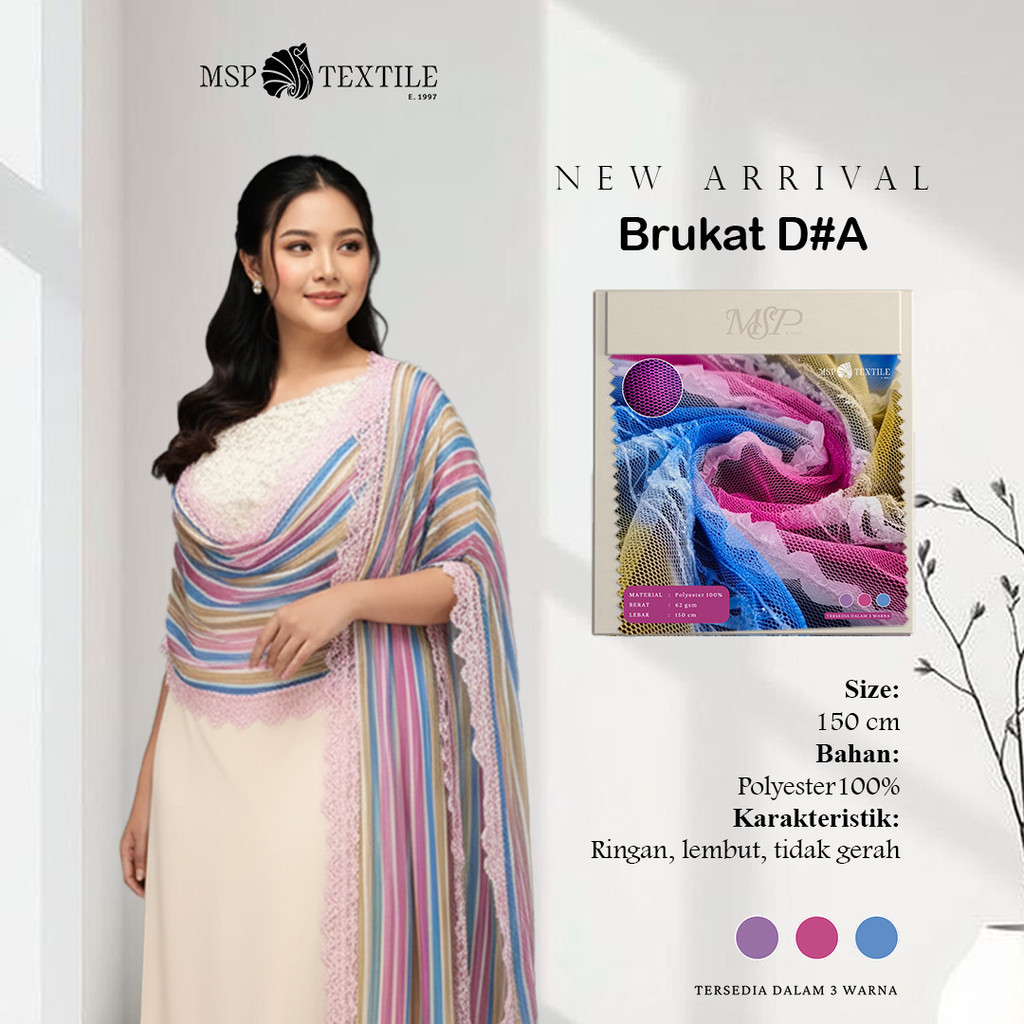 KAIN BRUKAT TILLE #A POLA ZIGZAG MOTIF SALUR GRADASI BERKILAU POLYESTER PREMIUM UNTUK ATASAN GAUN TU