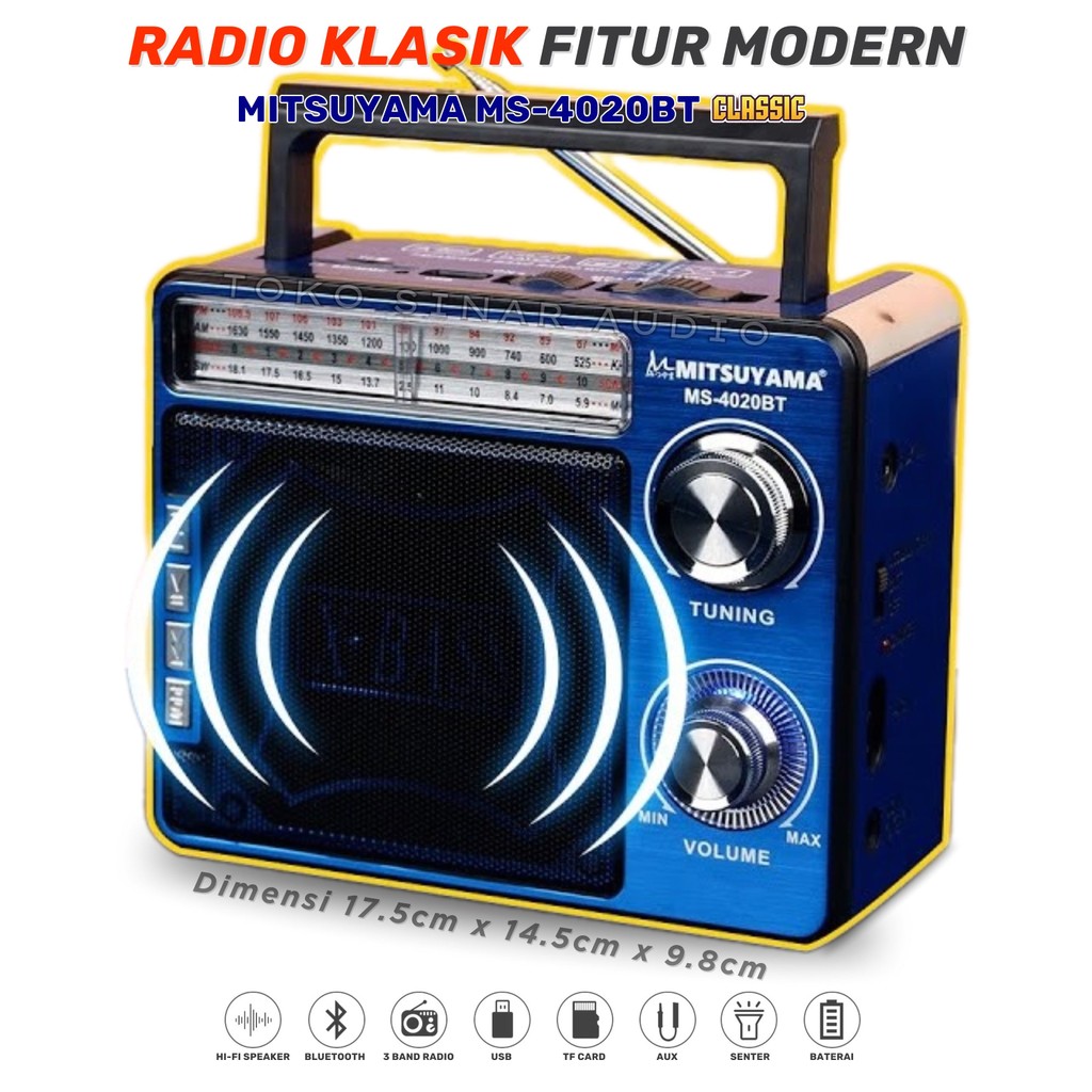 SERBA COD Speaker Radio Bluetooth Full Bass Hi-Fi MITSUYAMA MS-4020BT CLASSIC Radio Banyak Fitur nya