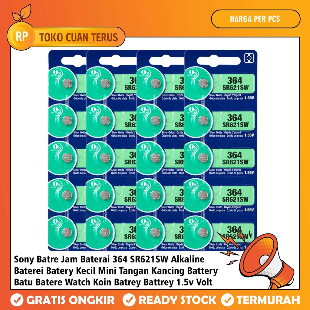 Sony Batre Jam Batery Kecil Mini 364 SR621SW Alkaline Baterai Baterei Tangan Kancing Battery Batu Ba