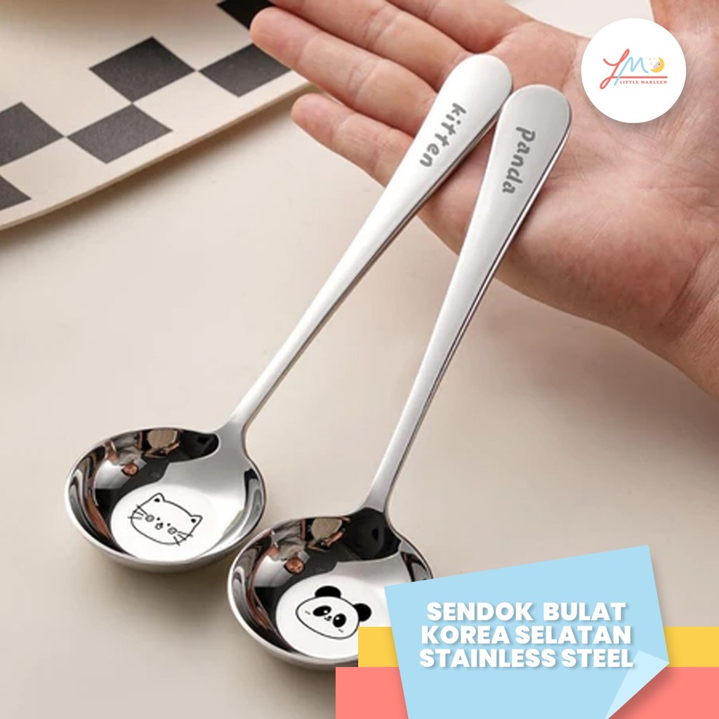 Sendok Makan Bulat Korea Stainless Steel Sendok Anak Stainless Steel 304 Karakter Lucu