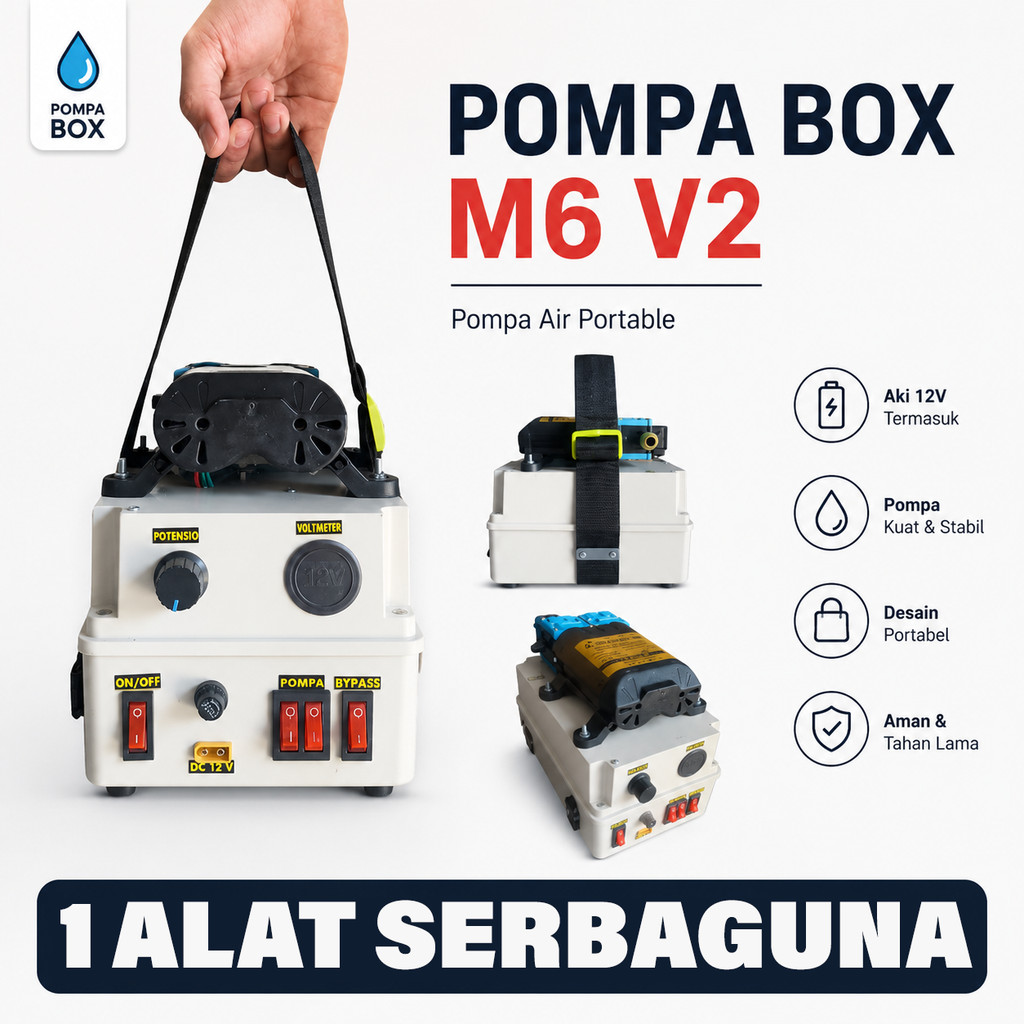 Paket Pompa Box M-Series Dual pump - Series M6 V2 - Aki Dalam Box